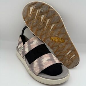 Women’s KEEN Elle Backstrap Stretch Gore Strap Tie-Dye Taupe Black Sandal Sz 9.5